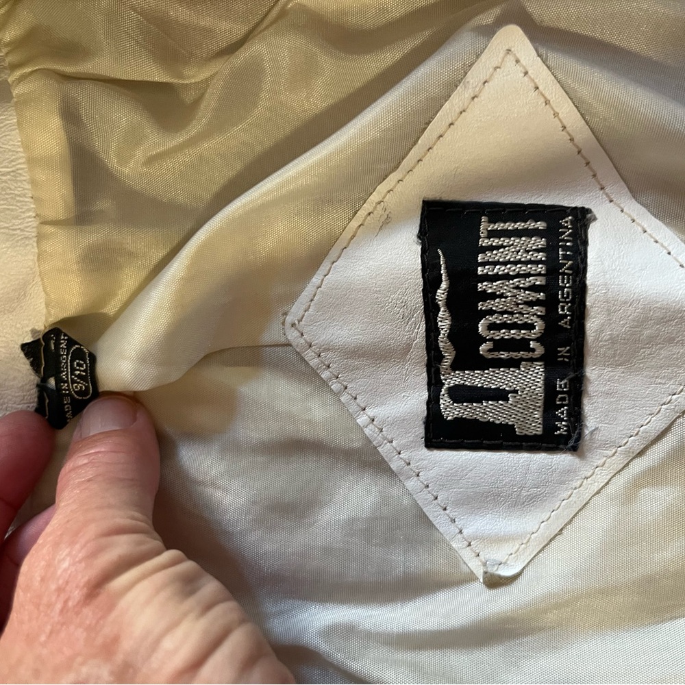 Vintage 80s Comint Argentinian White and Gray Genuine Leather Jacket - Picture 6 of 16